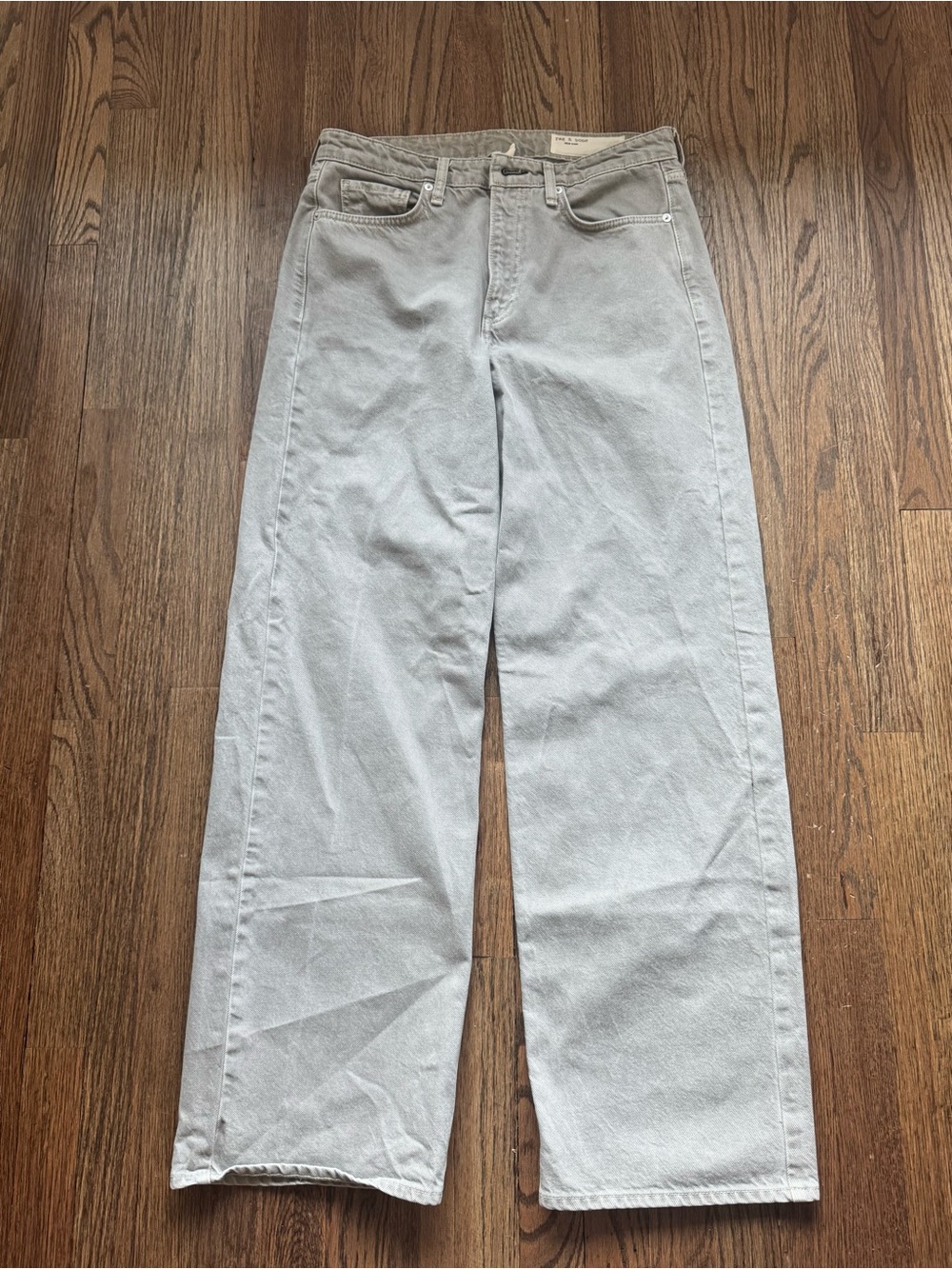 rag & bone Light Gray Logan Midrise Wide Leg Jeans size 28